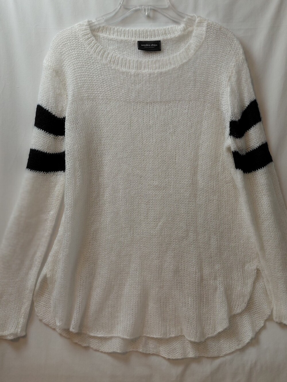 Wooden Ships Sweater Size Small Medium White Navy Blue Stripes
